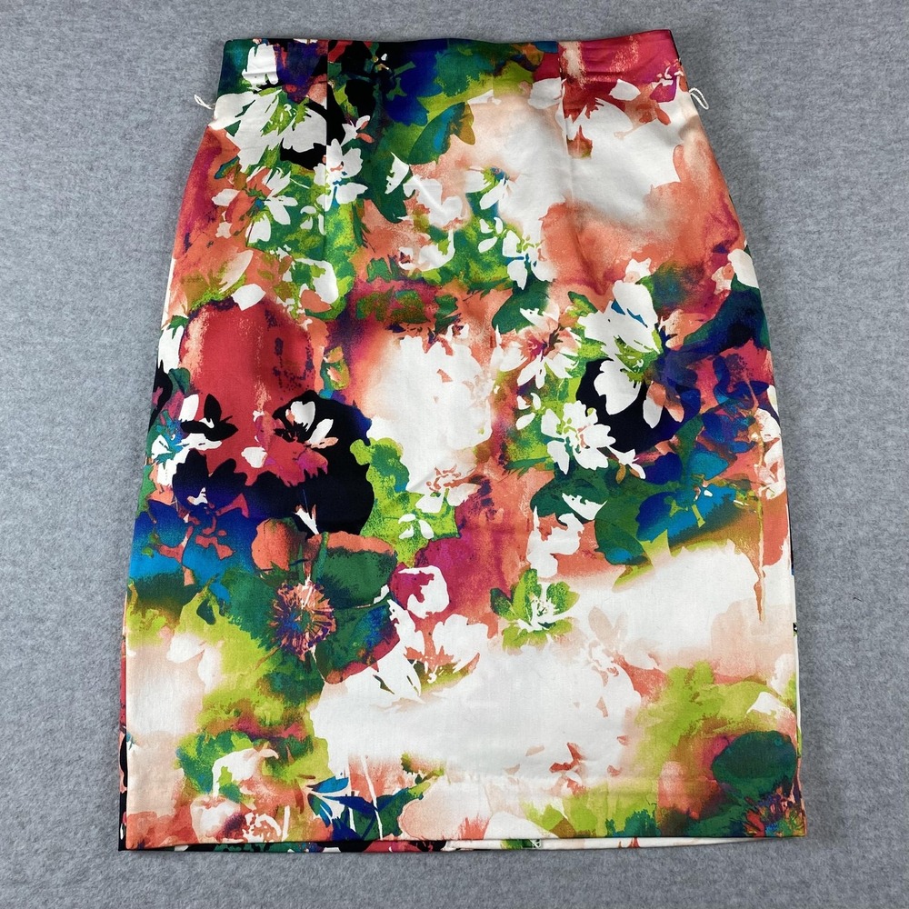 Worthington Skirt Womens 4 Multicolor Floral Print Pencil Stretch Career